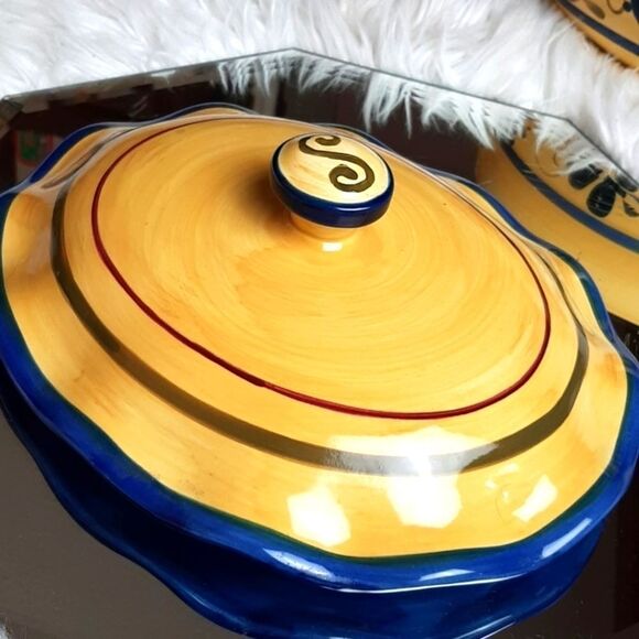 COPY - HOME GARDEN Stoneware Collection Party‎ Hand Painted Casserole Dish - Picture 6 of 9